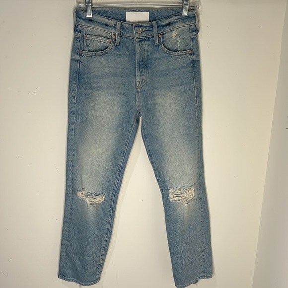 MOTHER SUPERIOR The Scrapper High Rise Ankle Straight Leg Jeans Size 23 - Picture 4 of 16
